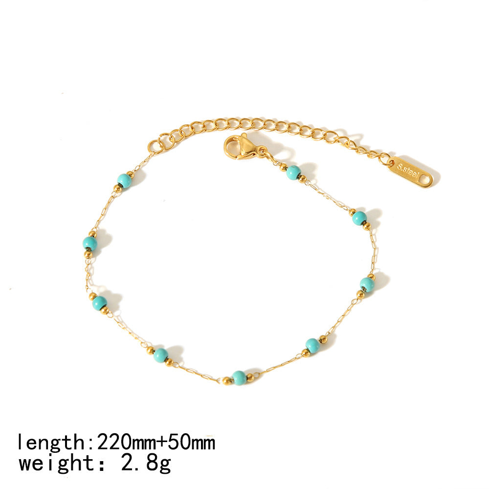 Irregular Natural Stone Stainless Steel Anklets
