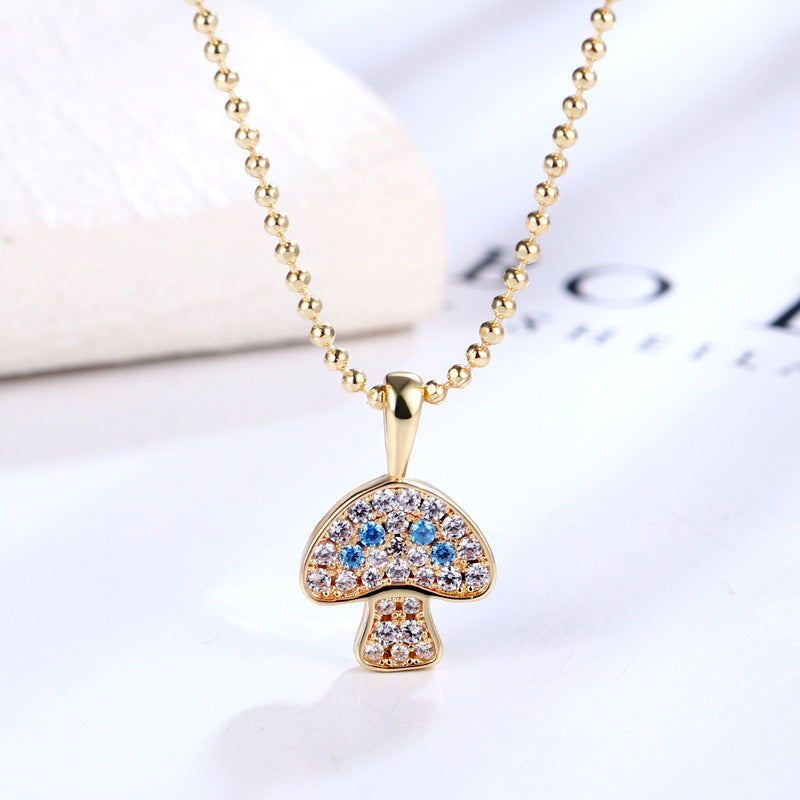 Fashion Personality Mushroom Micro-inlaid Zircon Girls Simple Short Clavicle Necklace Necklace Women