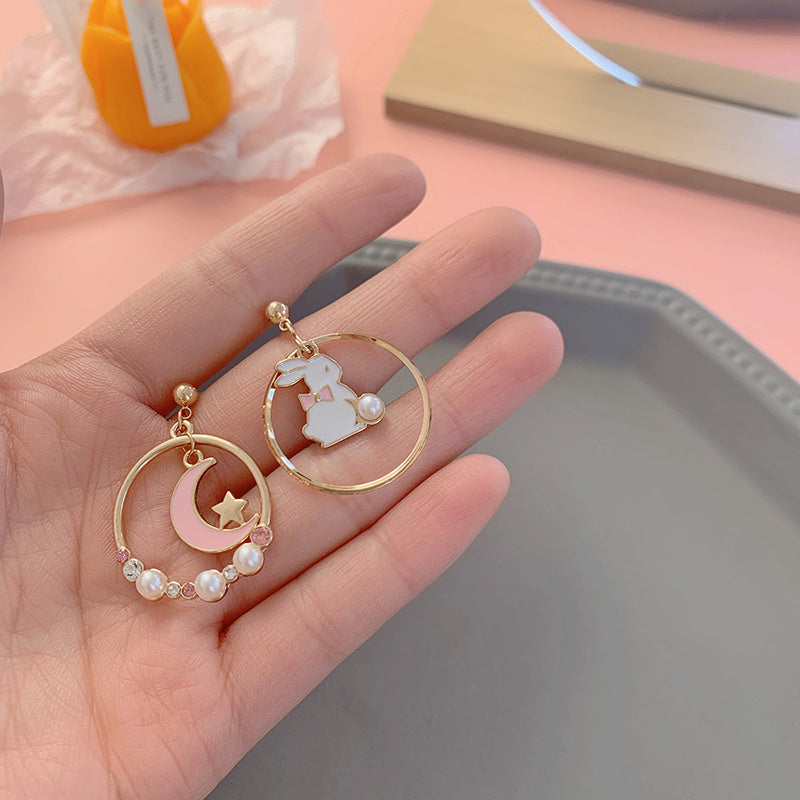 Silver Needle Earrings, Pearl Earrings, Sweet Earrings For Girls