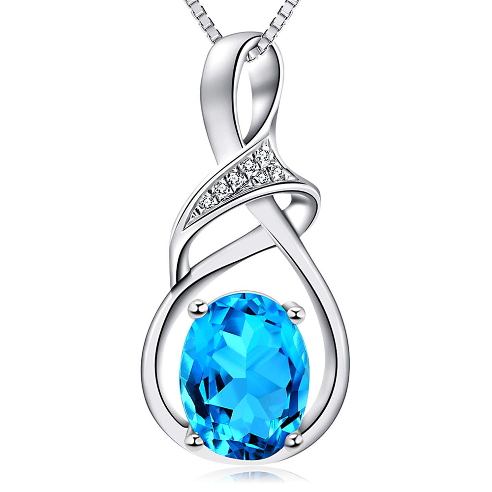 S925 Sterling Silver Fashion Girls Sapphire Necklace Pendant