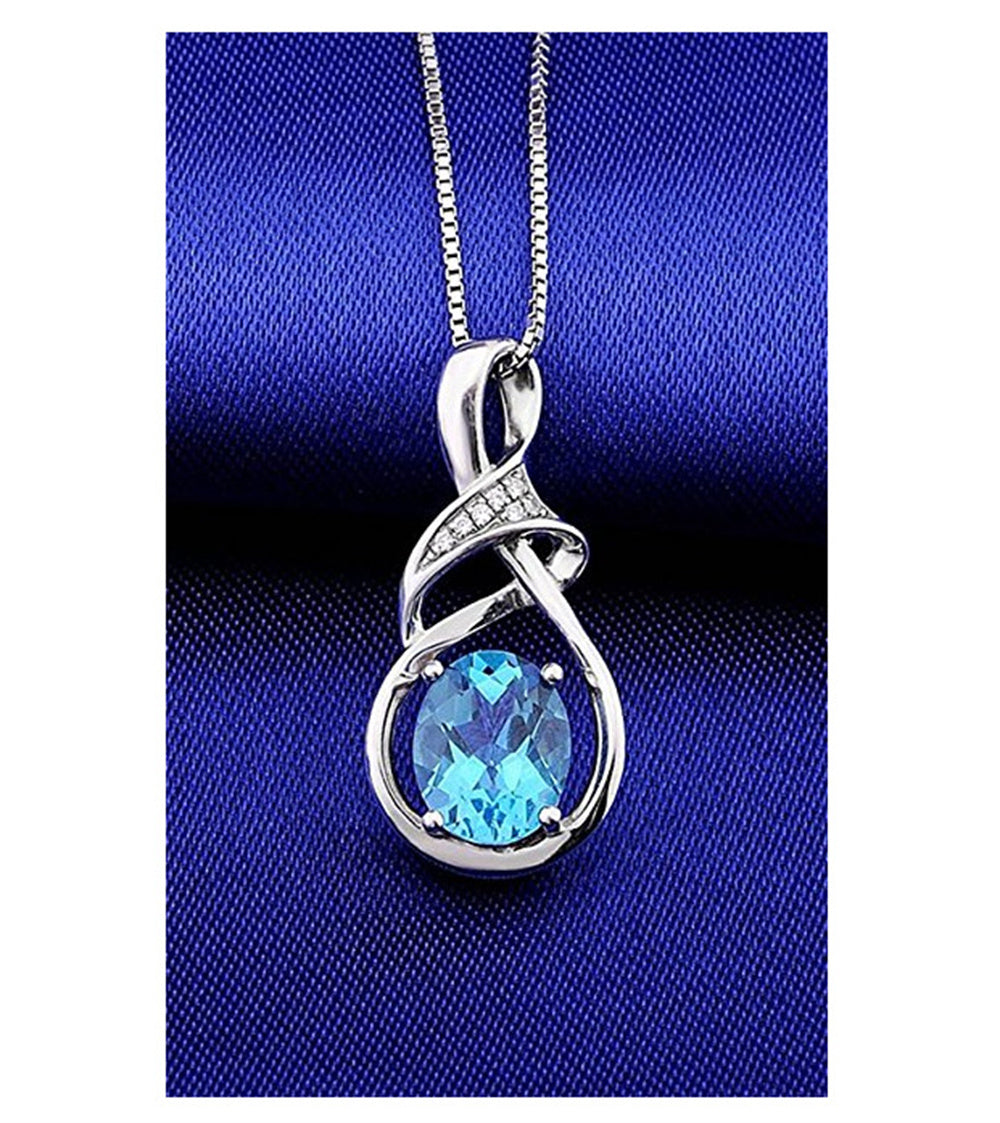 S925 Sterling Silver Fashion Girls Sapphire Necklace Pendant