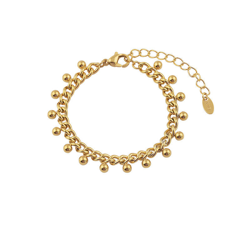 Temperament Girls Round Bead Bracelet High Quality Titanium Steel Chain Jewelry