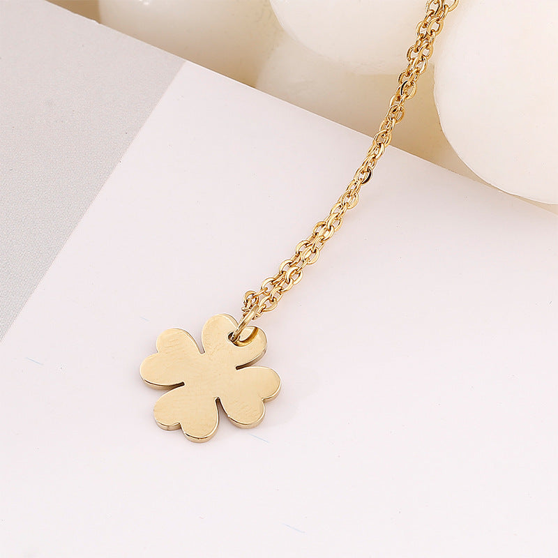 Korean Fashion Temperament Four-leaf Flower Necklace Girls