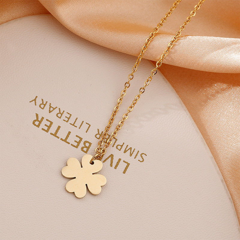 Korean Fashion Temperament Four-leaf Flower Necklace Girls
