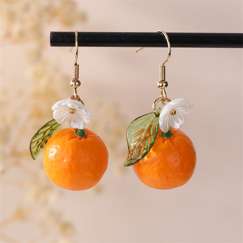 Orange Fruit Pendant Girls' Earrings