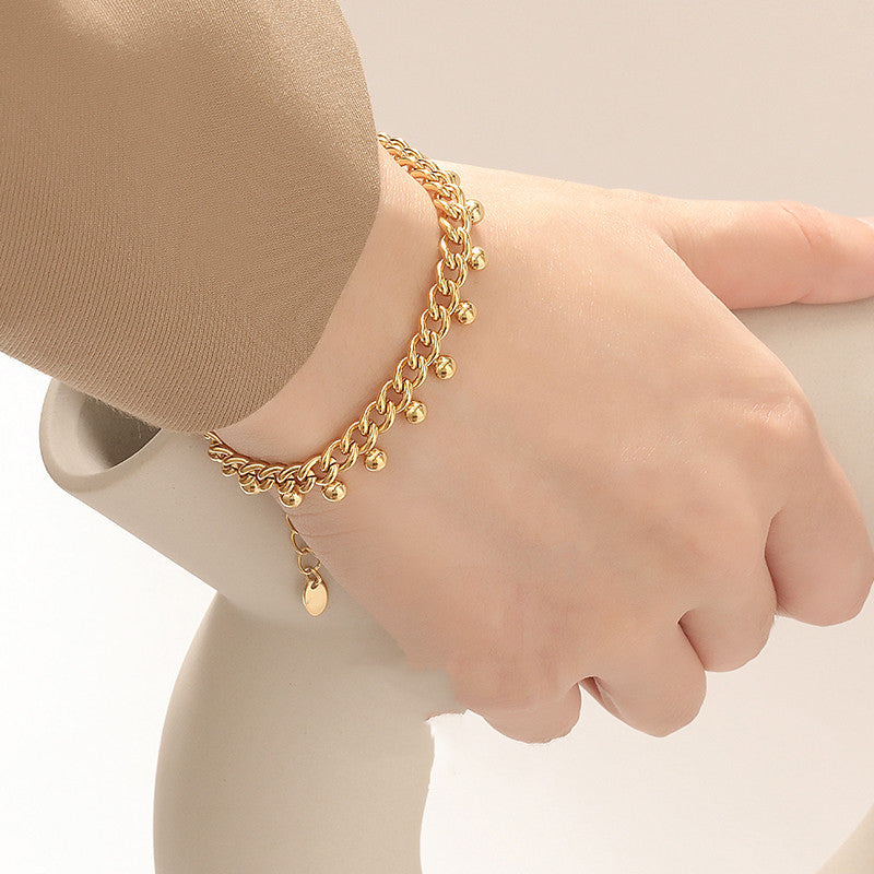 Temperament Girls Round Bead Bracelet High Quality Titanium Steel Chain Jewelry