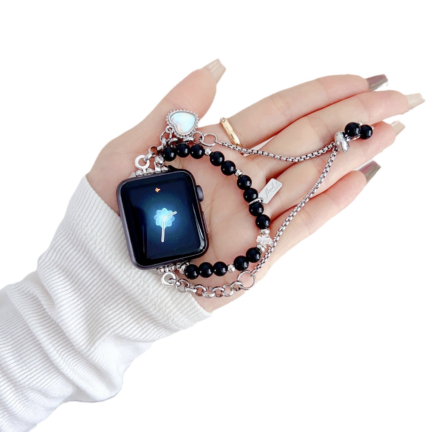 Laser Colorful Love Painted Bead Necklace Shoushan Stone Girls Bracelet Watch Strap