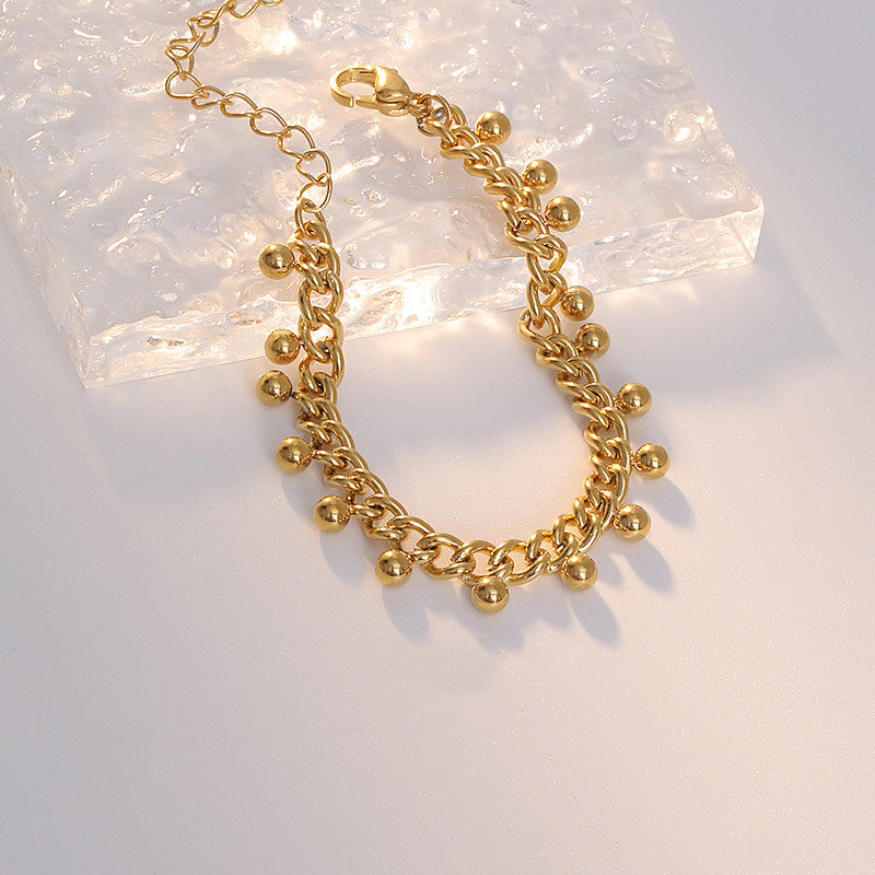 Temperament Girls Round Bead Bracelet High Quality Titanium Steel Chain Jewelry