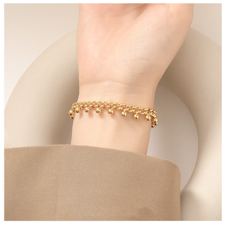 Temperament Girls Round Bead Bracelet High Quality Titanium Steel Chain Jewelry