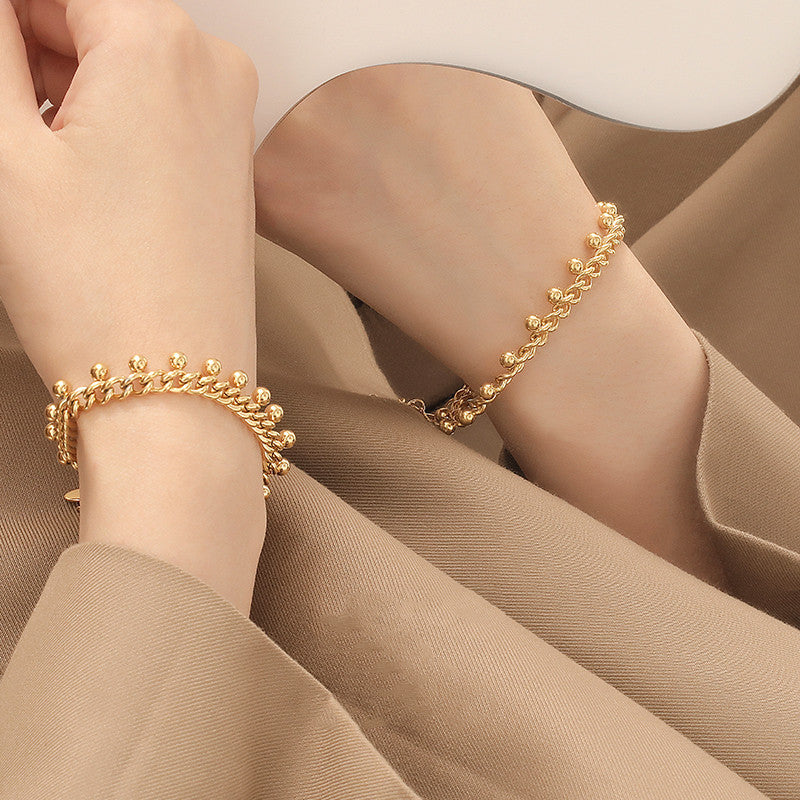 Temperament Girls Round Bead Bracelet High Quality Titanium Steel Chain Jewelry