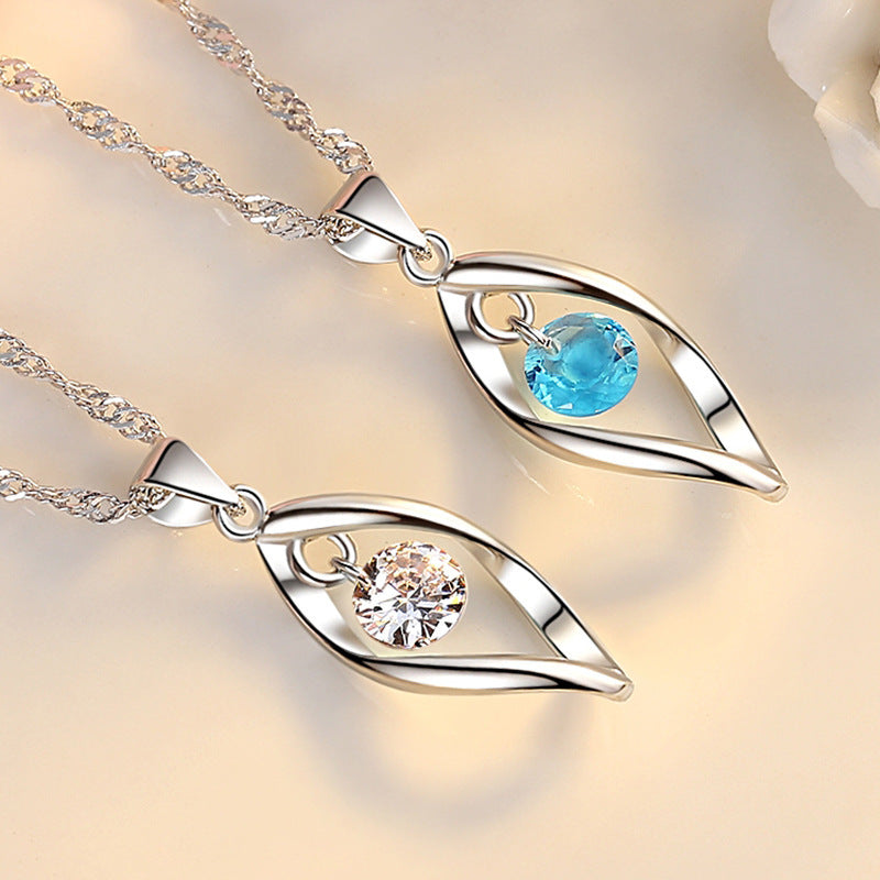 Knob Necklace Simple Crystal Pendant Girls Fashion Accessories New Rotating Love Pendant