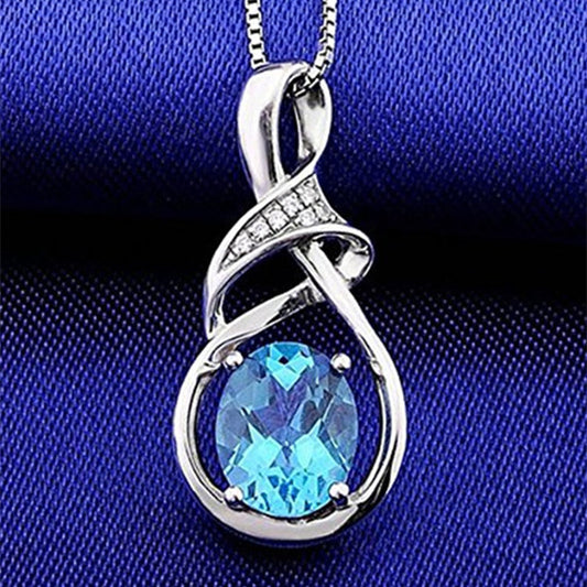 S925 Sterling Silver Fashion Girls Sapphire Necklace Pendant
